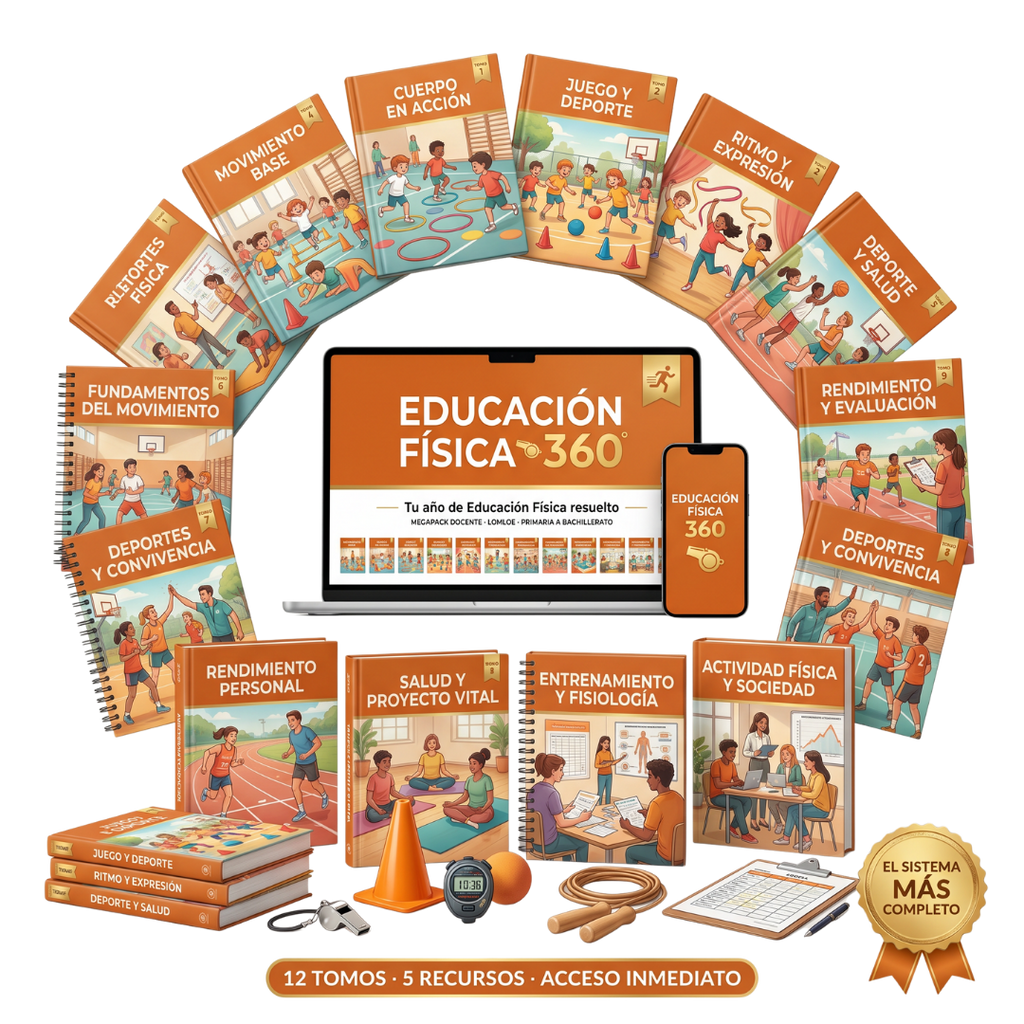 Educación Física 360 · ESO y Bachillerato — mockup del sistema completo